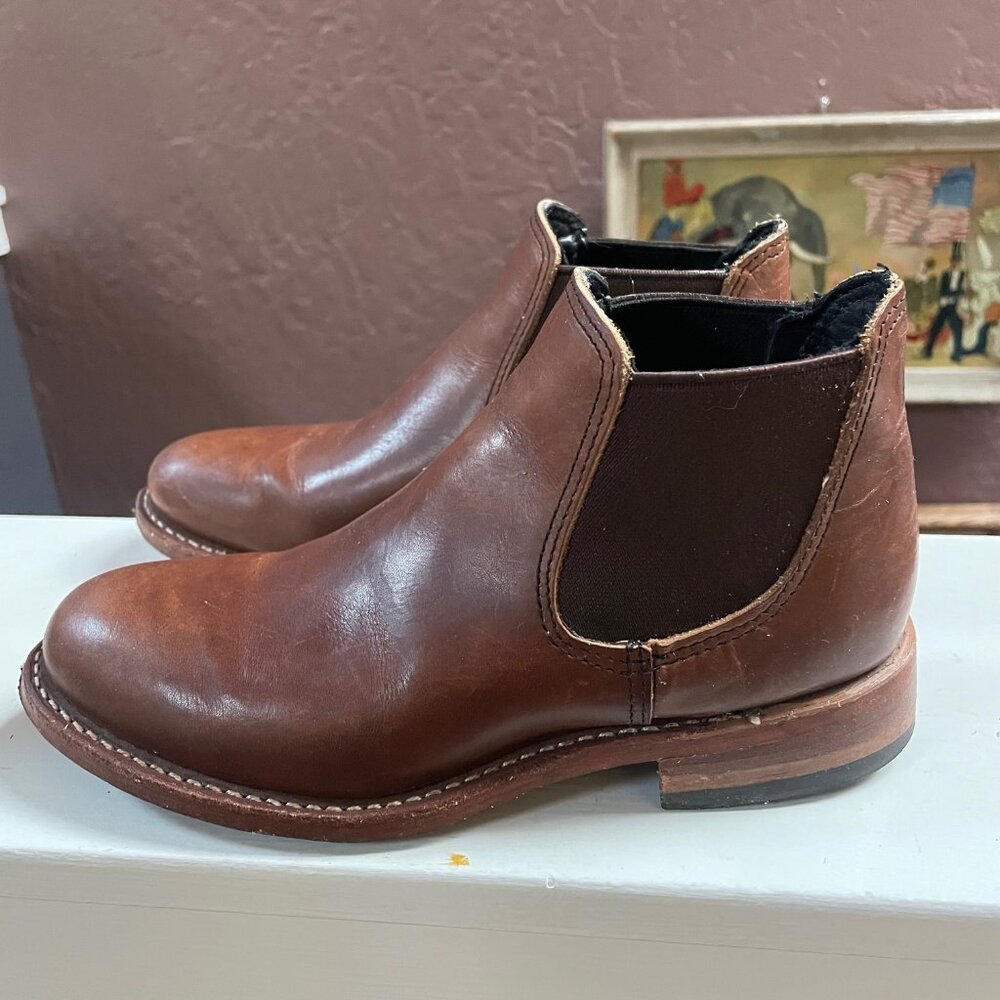 Red Wing Carol Chelsea Boots Brown Leather Women Size 5 Made in USA Stacked Heel